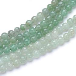 Chapelets de perle verte d'aventurine naturel, ronde, 10mm, Trou: 1mm, Environ 40 pcs/chapelet, 15.7 pouce