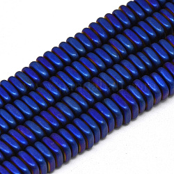 Galvanisieren unmagnetische synthetischen Hämatitkornen Stränge, matte Stil, quadratische Heishi-Perlen, in Blau Plattiert, 6x6x2 mm, Bohrung: 2 mm, ca. 190 Stk. / Strang, 15.7 Zoll