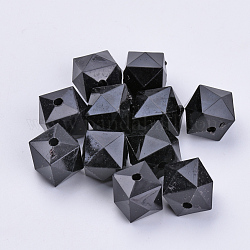 Perles en acrylique transparente, facette, cube, noir, 10x10x8mm, Trou: 1.5mm, environ 900 pcs/500 g