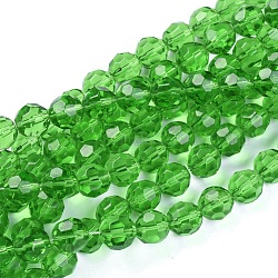 Transparente Glasperlen Stränge, facettiert, Runde, lime green, 10 mm, Bohrung: 1.6 mm, ca. 30 Stk. / Strang, 9.4 Zoll ~ 10.6 Zoll (24~27 cm), über 27strands / bag, 1000 g / Beutel