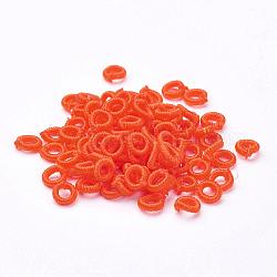 Polyester Weave Beads, Ring, Tomato, 6x2mm, Hole: 3mm, about 200pcs/bag