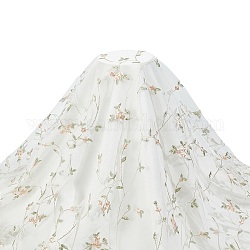 Tela de malla de poliéster con estampado de flores, para la decoración de disfraces, blanco, 125~130x0.01~0.05 cm, 2 yarda/pc