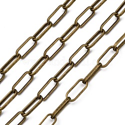 Chaînes de trombone en fer, Ovale Plat, chaînes de câble allongées étirées, non soudée, avec bobine, bronze antique, 19x8x2mm, environ 328.08 pied (100 m)/rouleau