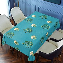 Mantel del arbol de la vida, manteles de poliéster rectangulares impermeables, para decoraciones de escritorio, turquesa oscuro, 2000x1400mm