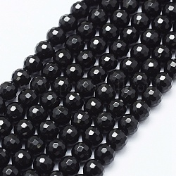 Natural Black Onyx Beads Strands, Dyed, Round, Faceted(128 Facets), 12mm, Hole: 1mm, about 33pcs/strand, 15.35 inch(39cm)