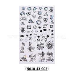 Nagelkunst Aufkleber, selbstklebend, für Nagelspitzen Dekorationen, Gemischte Muster, Schwarz, 122x76 mm