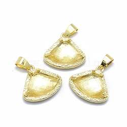 Quarzo naturale pendenti in cristallo, con accessori di ottone, triangolo, sfaccettato, oro, 17.5x19x6.5mm, Foro: 3.5x5 mm