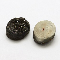 Гальванические кристаллы кабошоны натурального druzy, овальные, окрашенные, чёрные, 10x8x4~5 мм