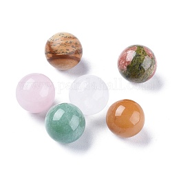 Perles de pierres gemmes, sphère de pierres précieuses, pas de trous / non percés, ronde, blanc antique, 17.5~18mm