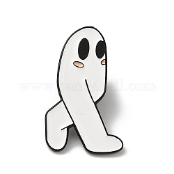 Épingles en émail fantôme drôle d'Halloween, broche en alliage noir pour vêtements de sac à dos, blanc, 30x18x1.5mm