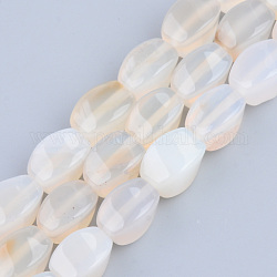 Chapelets de perles en agate blanche naturelle, torsion, 11~12x7~8x7~8mm, Trou: 1.2mm, Environ 32~33 pcs/chapelet, 14.96 pouce ~ 15.74 pouces (38~40 cm)