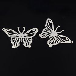 Tibetan Style Alloy Pendants, Butterfly, Antique Silver, Lead Free and Cadmium Free and Nickel Free, 43.5x62x1.5mm, Hole: 2mm