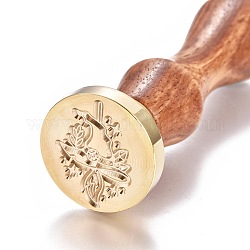 Brass Wax Seal Stamp, with Wooden Handle, for Post Decoration, DIY Card Making, Magic Themed Pattern, Golden, 90x26mm