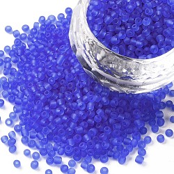 (Repacking Service Available) Glass Seed Beads, Frosted Colors, Round, Cornflower Blue, 12/0, 2mm, about 12g/bag