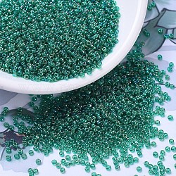 MIYUKI Round Rocailles Beads, Japanese Seed Beads, 11/0, (RR295) Transparent Emerald AB, 2x1.3mm, Hole: 0.8mm, about 1111pcs/10g