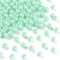 Perles acryliques opaques, couleur ab , ronde, aigue-marine, 4x3.5mm, Trou: 1.6mm, environ 15000 pcs/500 g