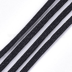 Cordoncini glitterati, nylon ricoperto di cordoncini di cuoio, nero, 5.5~6x3mm, circa 54.68 iarde (50 m)/fascio