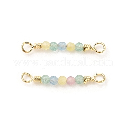 Breloques rondes en perles de verre avec placage en rack, accessoires en laiton plaqué or 18 carat, couleur mixte, 19.5~20x2.5x2mm, Trou: 1.8mm