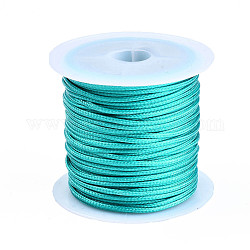 Cuerdas de poliéster encerado coreano, verde mar claro, 1mm, alrededor de 10.93 yarda (10 m) / rollo, 25 rollos / bolsa