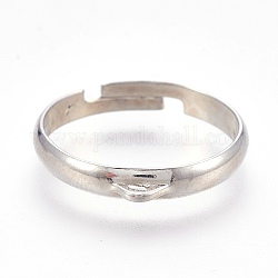 Gambi anello in ottone regolabile, anello risultati di base anello, platino, 17mm, Foro: 1.2x1 mm