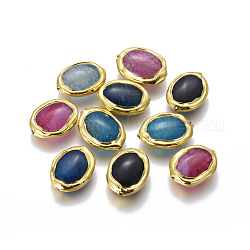Agata naturale perle, con accessori di ottone, ovale, oro placcato, 24~26x17~19x7~8mm, Foro: 1 mm