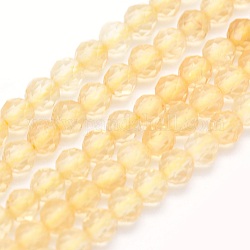 Chapelets de perles de citrine naturelle, ronde, facette, 3mm, Trou: 0.5mm, Environ 135 pcs/chapelet, 15.3 pouce (39 cm)