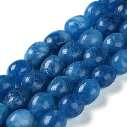 Natural Malaysia Jade Beads Strands, Faceted, Oval, Dyed and Heated, Dodger Blue, 10.5~13x8.5~10x7~10mm, Hole: 1.2mm, about 31~32pcs/strand, 14.57''~15.16''(37~38.5cm)