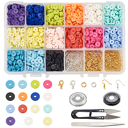DIY Jewelry Making, with Handmade Polymer Clay Beads, Steel Scissors, Brass Earring Hooks, Zinc Alloy Lobster Claw Clasps, Elastic Crystal String and Iron Tweezers, Mixed Color, 165x108x30mm