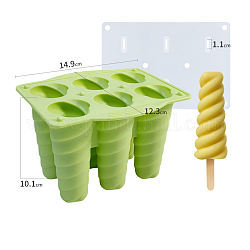 Moldes de silicona para palitos de helado, con 6 cavidades en forma de espiral, hacer moldes reutilizables para paletas heladas, verde césped, 123x149x101mm, capacidad: 75ml (2.54fl. oz)