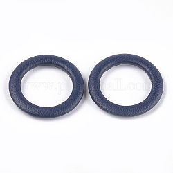 Kunstleder-Verbindungsringe, mit Alu-Boden, Ring, Platin Farbe, Mitternachtsblau, 36x4.5 mm