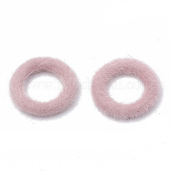 Anelli di collegamento ricoperti in pelliccia di visone sintetico, con bottone alluminio, anello, platino, roso, 27x4mm