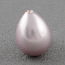 Shell Beads, Imitation Pearl Bead, Grade A, Half Drilled Hole, Teardrop, Plum, 11x8mm, Hole: 1mm
