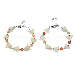 Schmetterling natürliche neue Jadeperlenarmbänder für Mädchenfrauen, Reiki-Kristall-Armbänder mit Messingkette, 6-3/4 Zoll (17 cm)