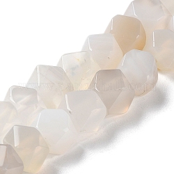 Brins de perles rondes coupées en étoile d'agate blanche naturelle, facette, 7~8.5x7~8.5x7~8.5mm, Trou: 1.2mm, Environ 25~26 pcs/chapelet, 8.39''~8.62'' (21.3~21.9 cm)