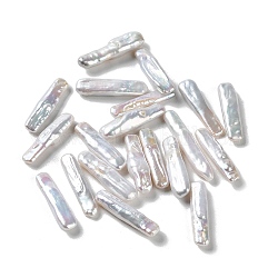 Perles de culture d'eau douce en perles keshi naturelles, sans trou, perles baroques, non percé / pas de trou, rectangle, fumée blanche, 22~29x5.5~6.5x3.8~5.5mm