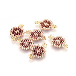 Liens de perles de rocaille japonaises miyuki & toho, motif de tissage, plat rond, brun coco, 19~19.5x12~12.5x1.7mm, Trou: 2mm