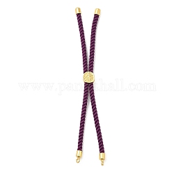 Twisted Nylon Cord Silder Bracelets, Link Bracelet Making for Connector Charm, with Long-Lasting Plated Golden Brass Cord End & Alloy Tree of Life, Purple, 8-3/4~8-7/8 inch(22.2~22.6cm), Hole: 2mm