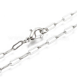 Cadenas de clip de latón, collares de cadenas de cable alargadas dibujadas, con cierre de langosta, Platino, 18.11 pulgada (46 cm) de largo, link: 7.4x2.8 mm, anillo de salto: 5x1 mm