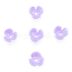 Resin Imitation Pearl Bead Caps, 3-Petal, Flower, Lilac, 6x6x3mm, Hole: 1mm