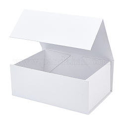 Cajas plegables de papel, cajas para envolver regalos, para joyas dulces favores de la fiesta de bodas, Rectángulo, blanco, 17.5x25x10.4 cm
