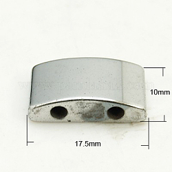 Perlas de hematita sintética no-magnética, dos agujeros, Rectángulo, Plata Plateada, 17.5x10x5mm, agujero: 2 mm