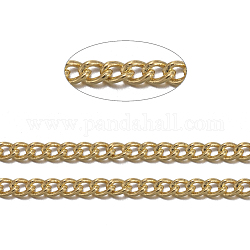 Brass Twisted Chains, Curb Chains, with Spool, Unwelded, Lead Free & Nickel Free & Cadmium Free, Golden, 2x1.5x1mm, about 32.8 Feet(10m)/roll