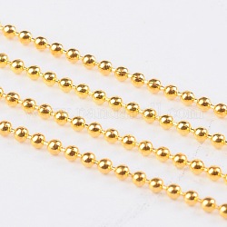 Chaînes à billes en fer, soudé, avec bobine, or, perle: environ 1.5 mm de diamètre, environ 32.8 pied (10 m)/rouleau