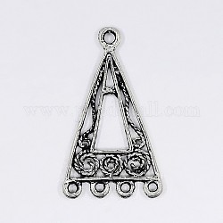 Alloy Dangle Link, Antique Silver Color, Triangle, about 25mm long, 14.5mm wide, 1mm thick, hole: 1mm
