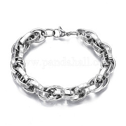201 braccialetto a catena in corda di acciaio inossidabile per uomo donna, colore acciaio inossidabile, 9-1/8 pollice (23 cm)