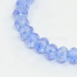 Electroplate Glass Beads Strands, AB Color Plated, Faceted, Rondelle, Light Blue, 3x2mm, Hole: 1mm, about 100pcs/strand, 10inch