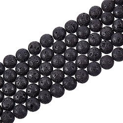 Synthetic Lava Rock Beads Strands, Dyed, Round, Black, 8~8.5mm, Hole: 1mm, about 47pcs/strand, 14.96 inch(38cm)