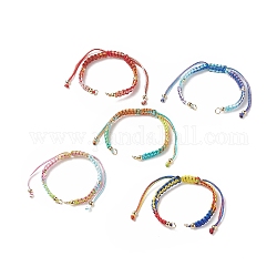 Polyester Thread Braided Bracelets, for Adjustable Link Bracelet Making, with Ion Plating(IP) 202 Stainless Steel Beads, Mixed Color, 5-3/8~9-3/4 inch(13.8~24.7cm)