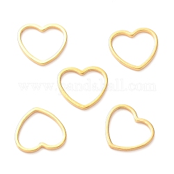 201 anelli di collegamento in acciaio inox, cuore, oro, 10.5x12x1mm