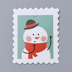 Tag di carta kraft di natale modello pupazzo di neve, etichette regalo appendere etichette, per il festival di natale di nozze di artigianato artistico, bianco, 5x4x0.04cm, Foro: 4.5 mm